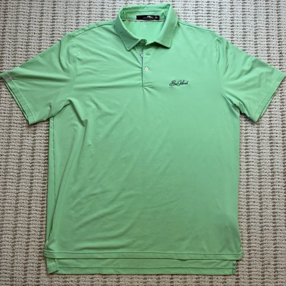 RLX Ralph Lauren Sea Island Polo Shirt Mens Large Green Golf Moisture Wicking